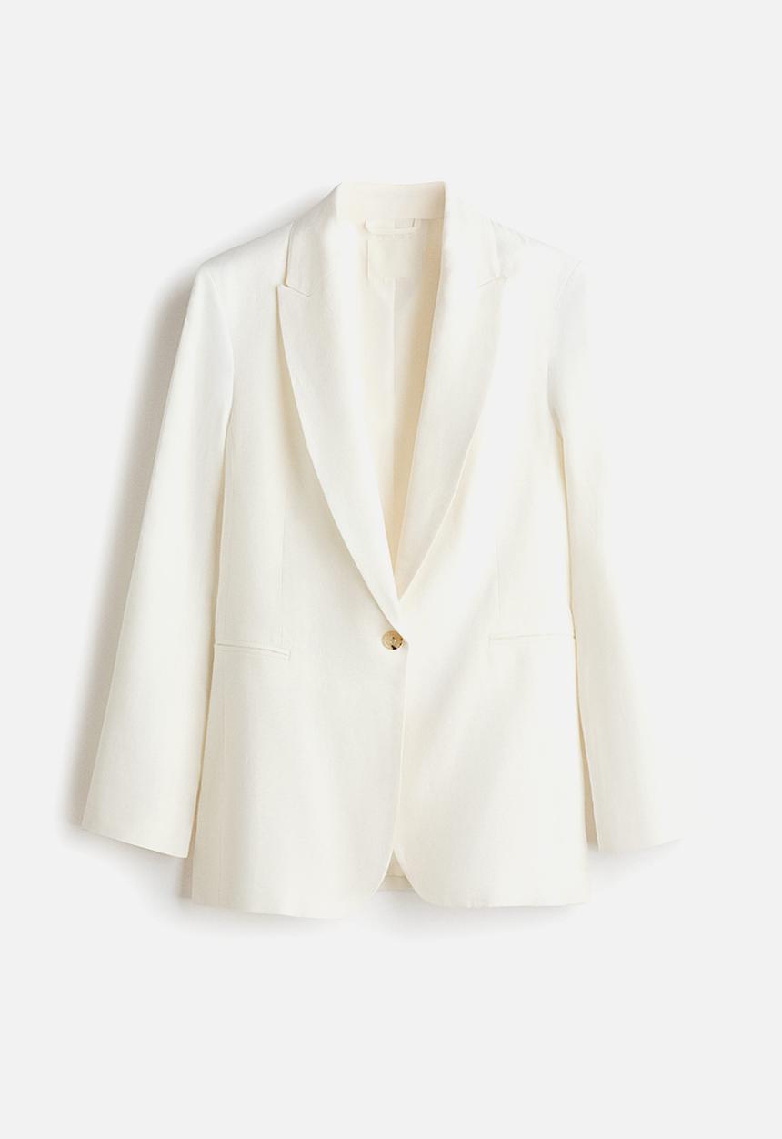H&M - Linen-blend blazer - white