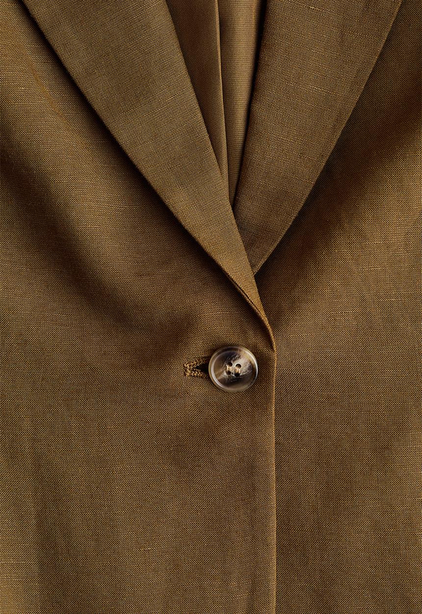H&M - Linen-blend blazer - dark khaki green