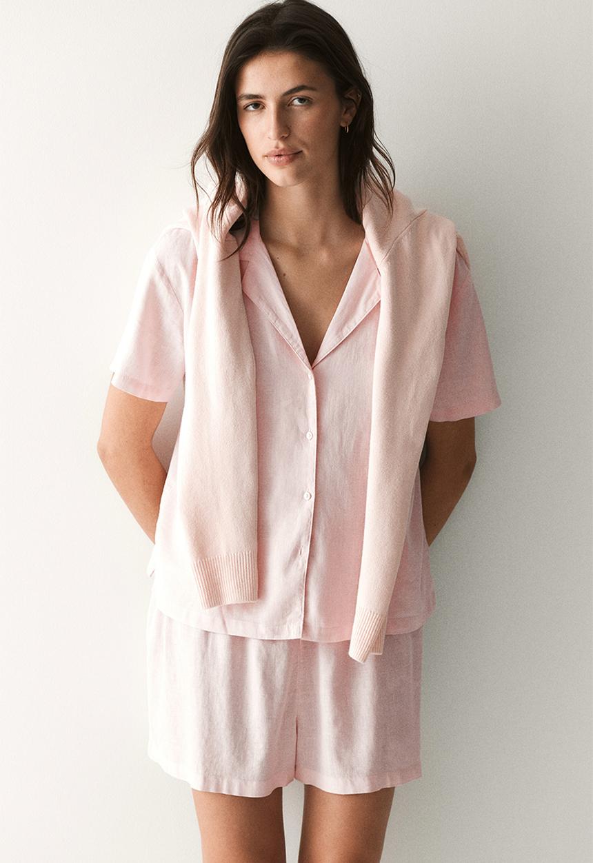 H&M - Linen-blend pyjamas - light pink
