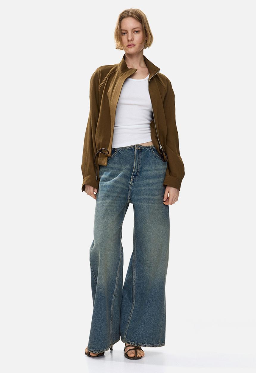 H&M - Oversized linen-blend jacket - dark beige