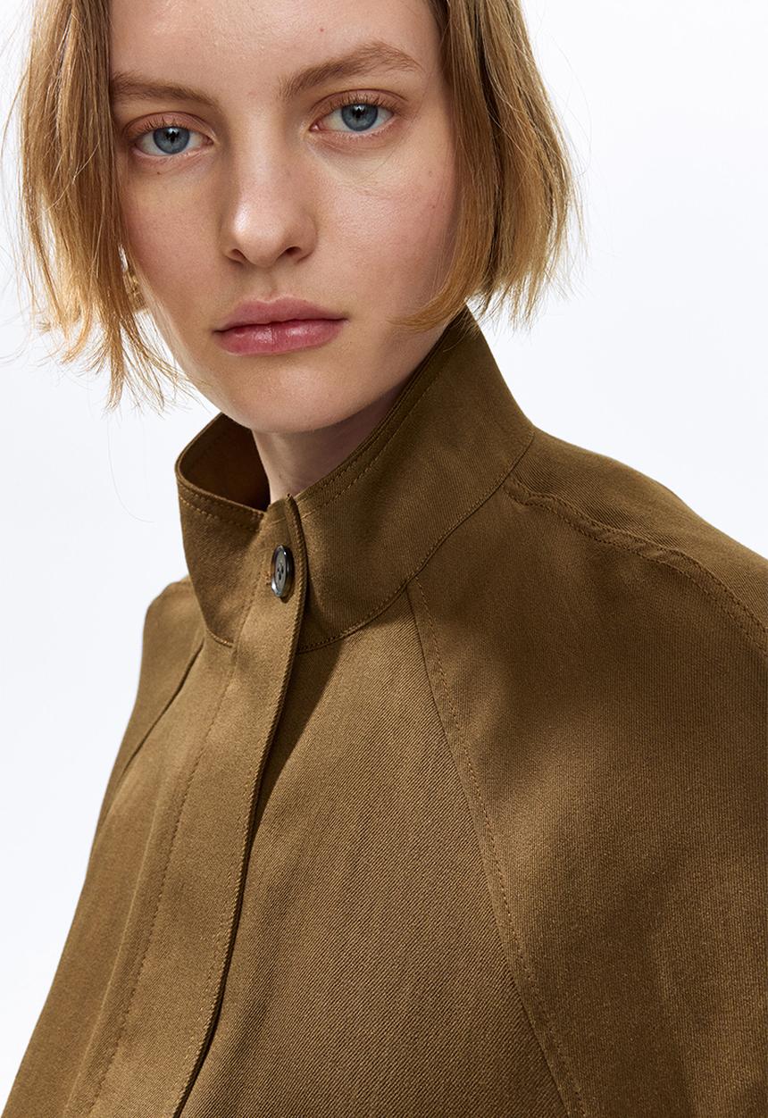 H&M - Oversized linen-blend jacket - dark beige
