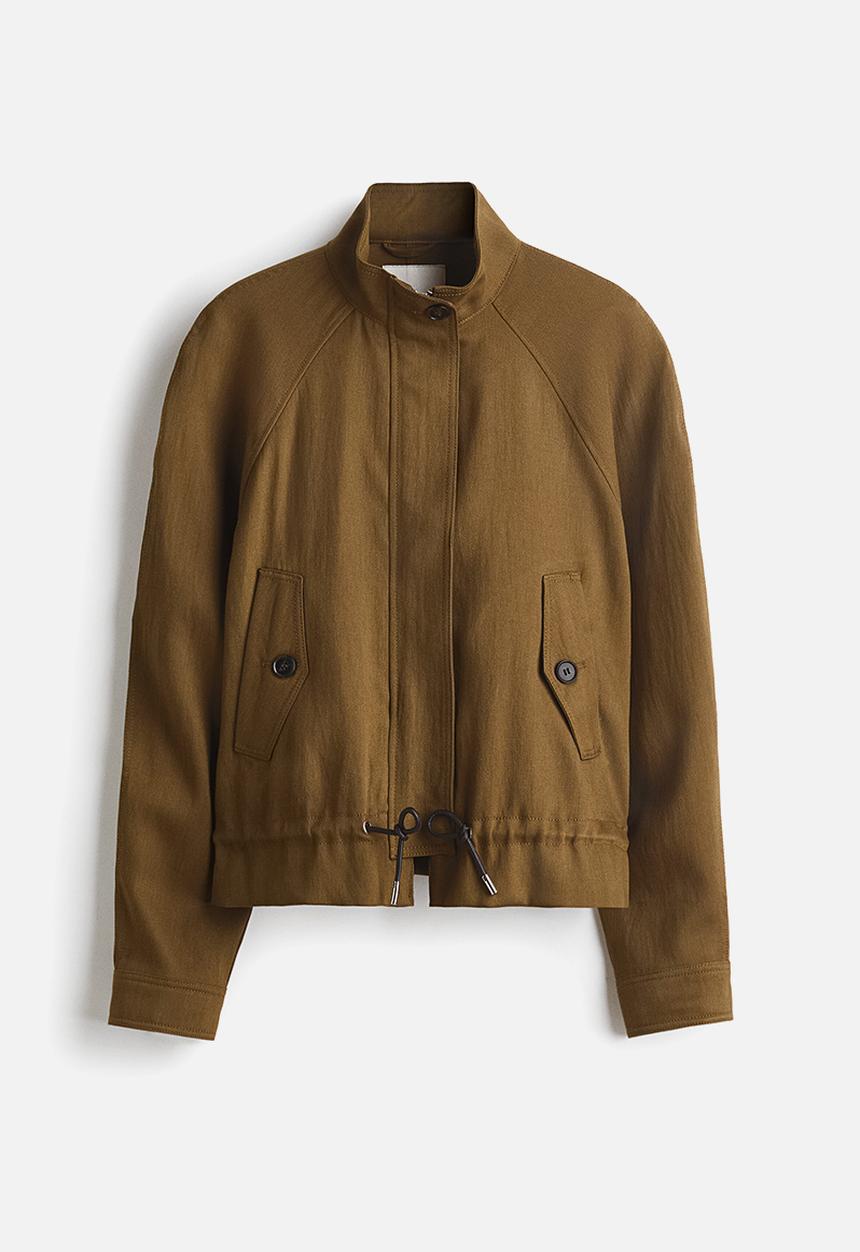 H&M - Oversized linen-blend jacket - dark beige