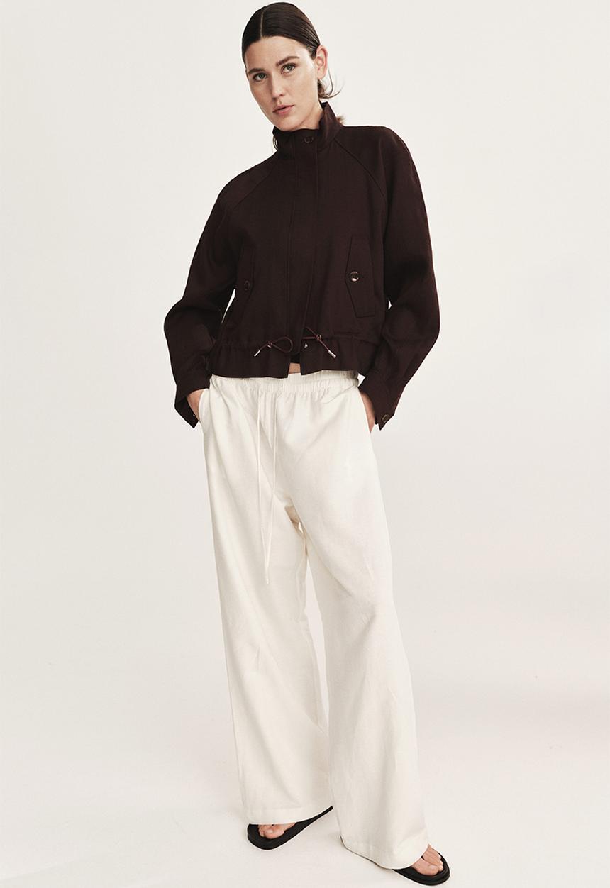 H&M - Oversized linen-blend jacket - dark brown