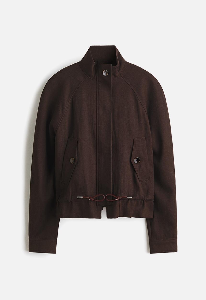 H&M - Oversized linen-blend jacket - dark brown