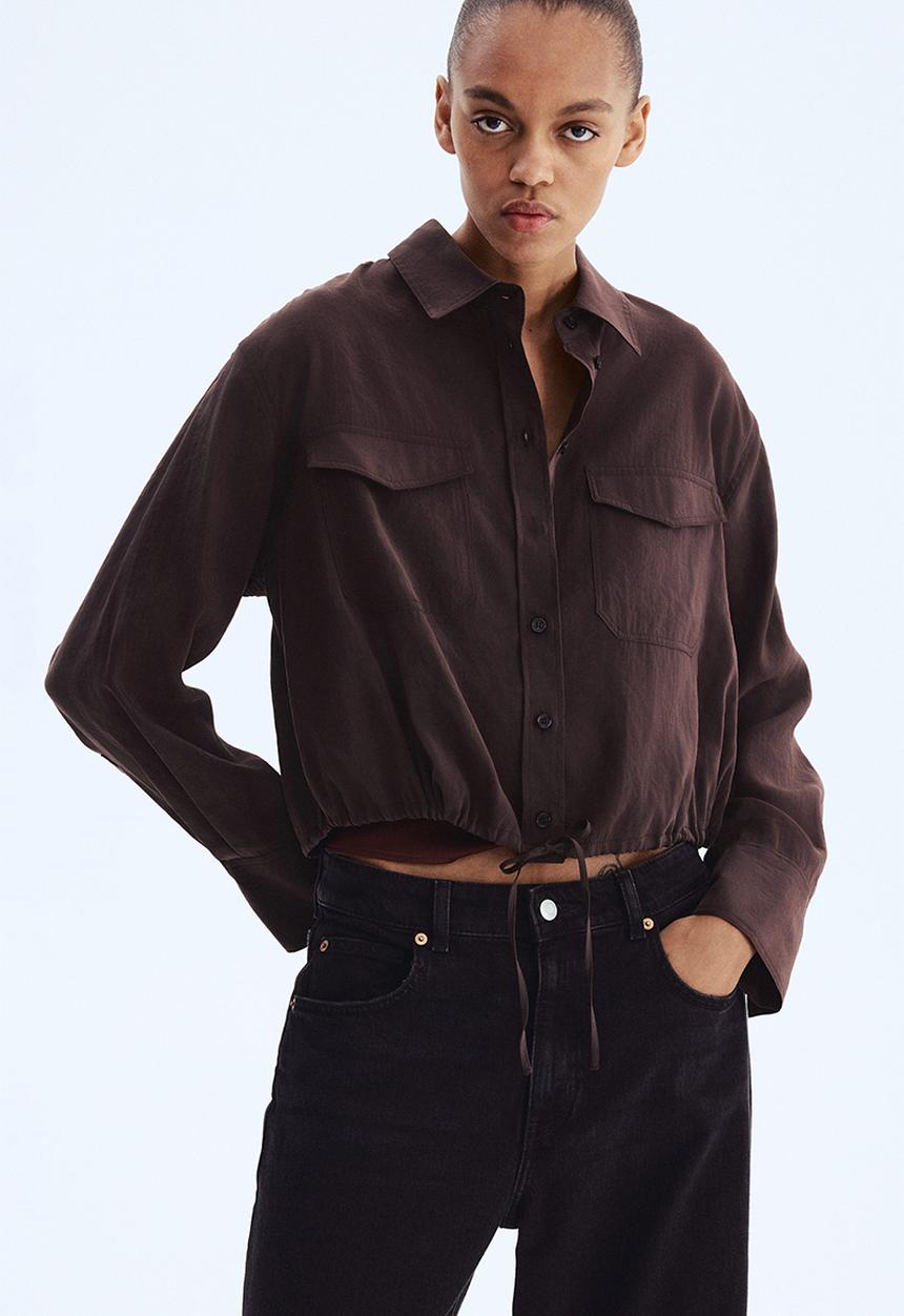 H&M - Drawstring shirt - dark brown