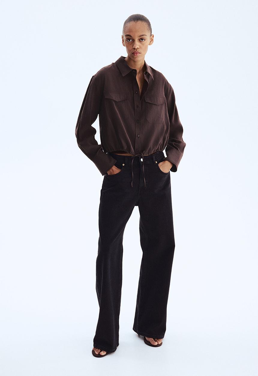 H&M - Drawstring shirt - dark brown