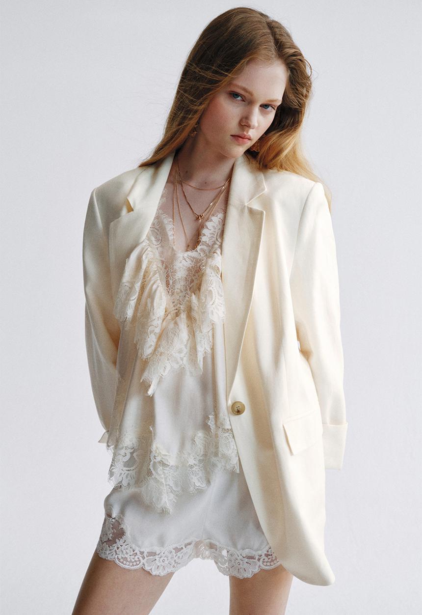 H&M - Linen-blend blazer - cream