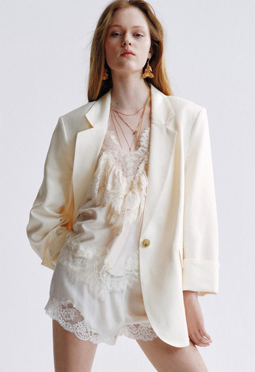 H&M - Linen-blend blazer - cream