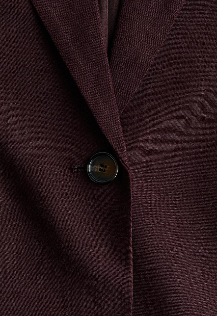 H&M - Linen-blend blazer - plum purple