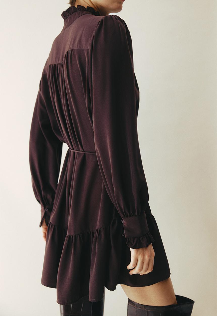 H&M - Frill-trimmed dress - dark brown