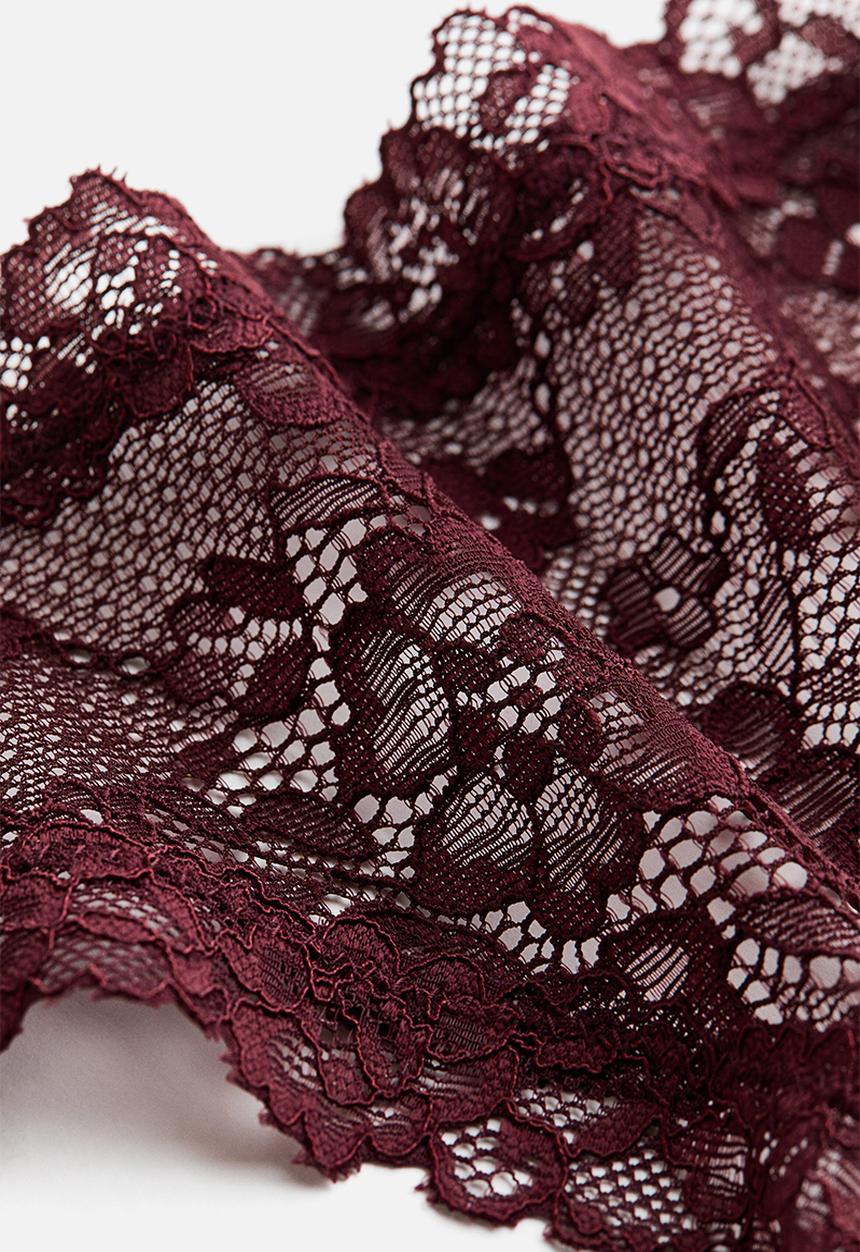 H&M - 3-Pack lace brazilian briefs - burgundy