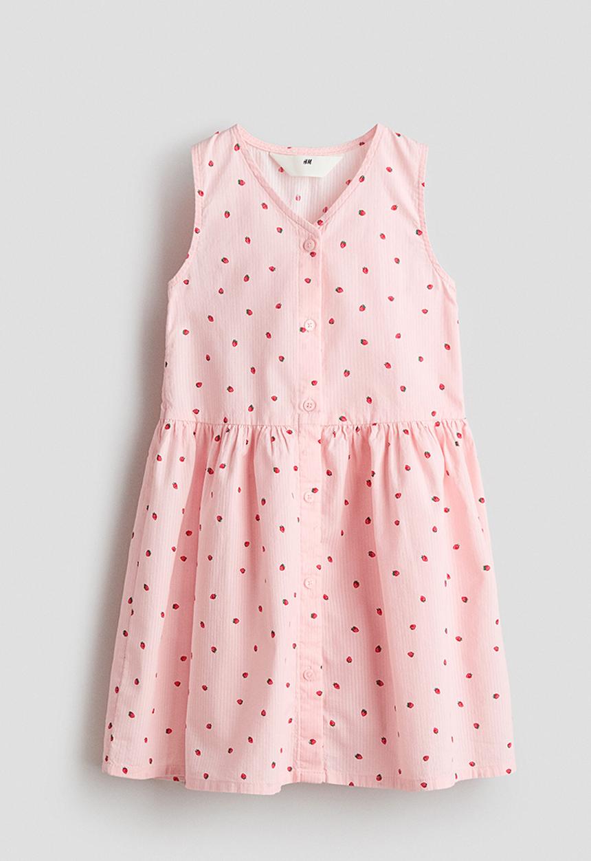 H&M - Patterned seersucker dress - light pink/patterned