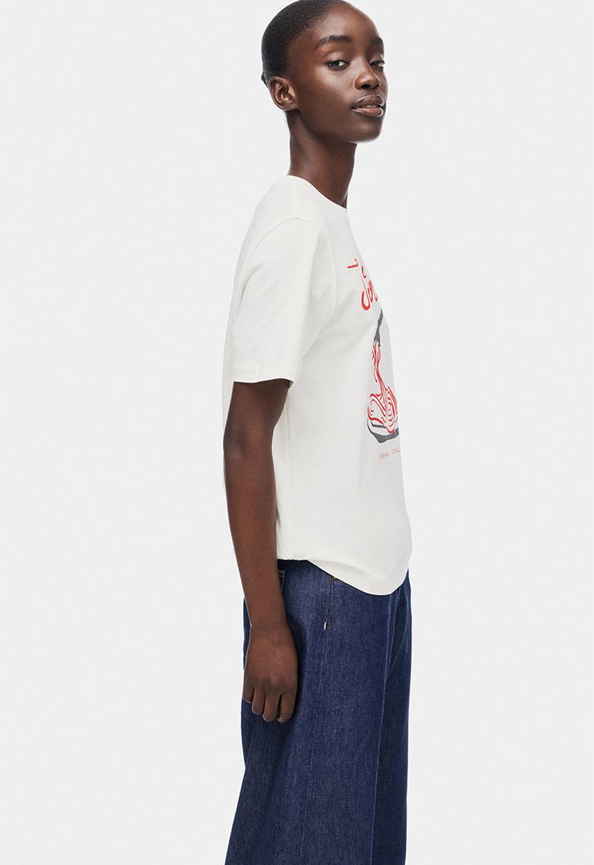 H&M - Printed T-shirt - white/trattoria
