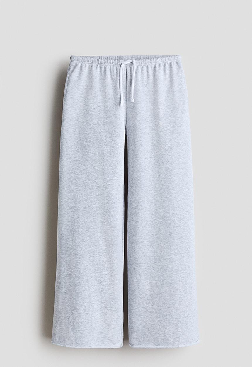H&M - Wide-leg joggers - light grey marl
