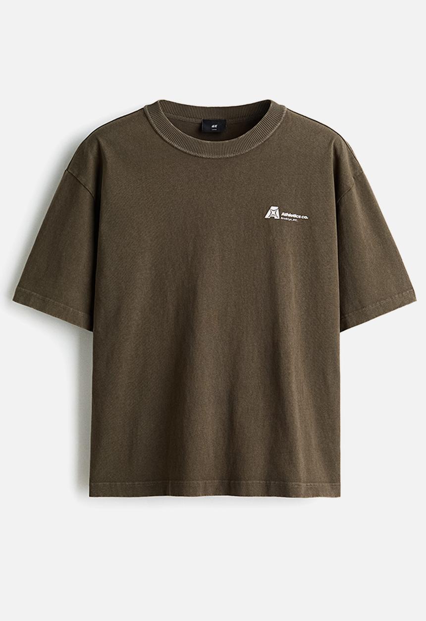 H&M - Printed loose fit t-shirt - brown/athletics co