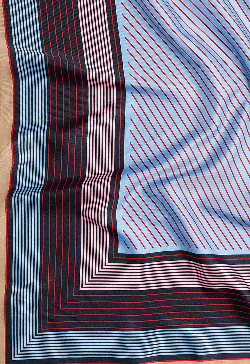 H&M - Patterned scarf - light blue/red striped