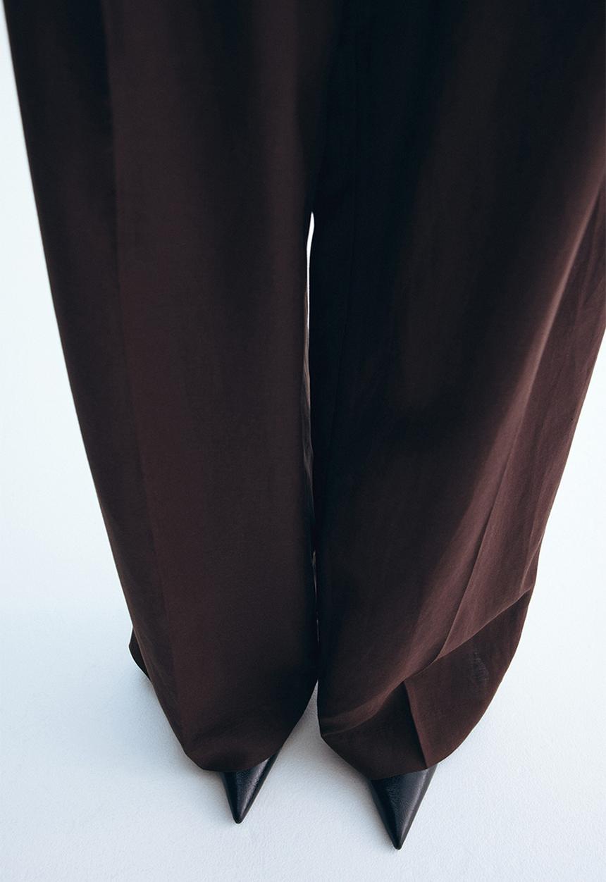 H&M - Tailored linen-blend trousers - dark brown