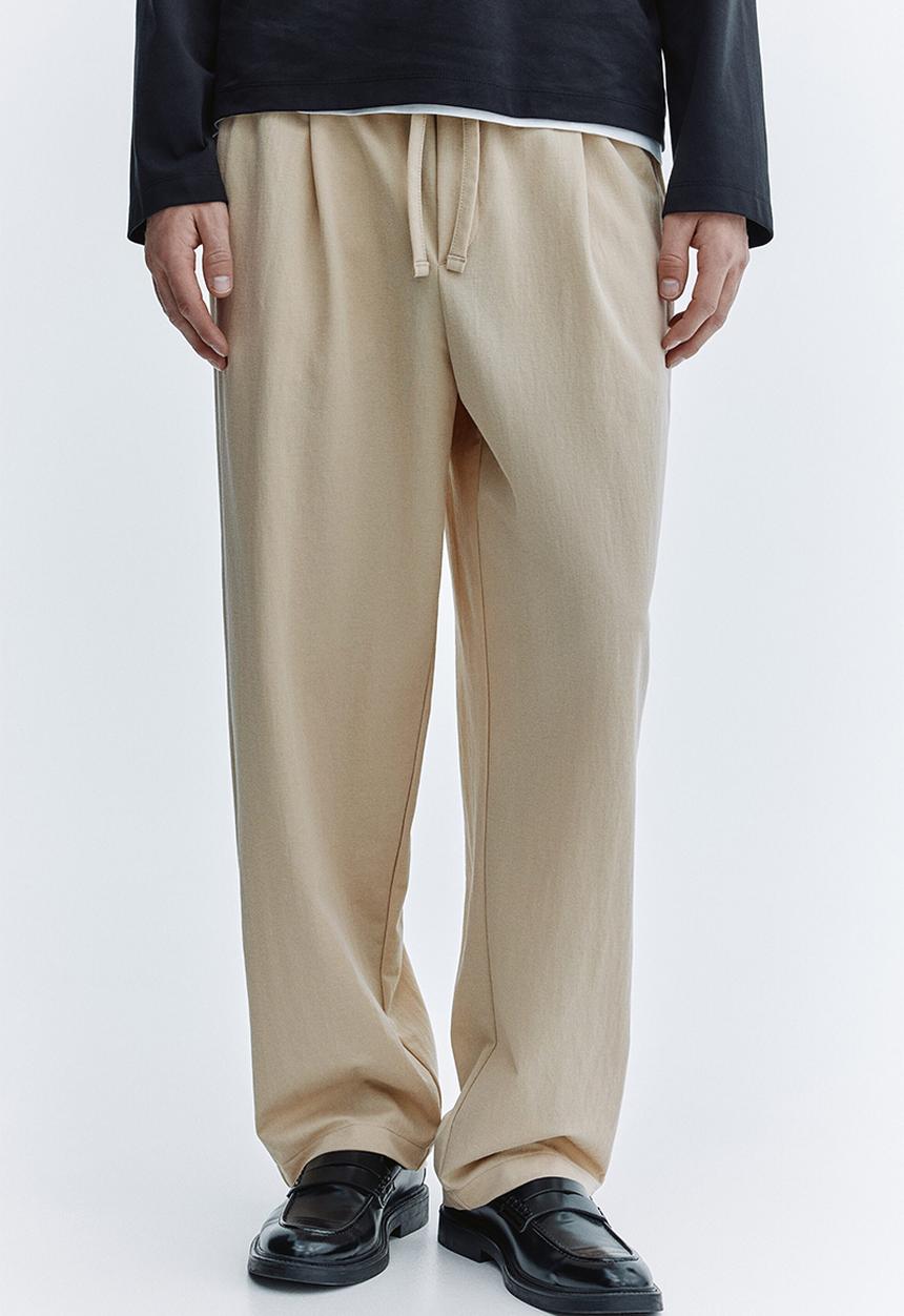 H&M - Regular fit cotton-blend trousers - beige