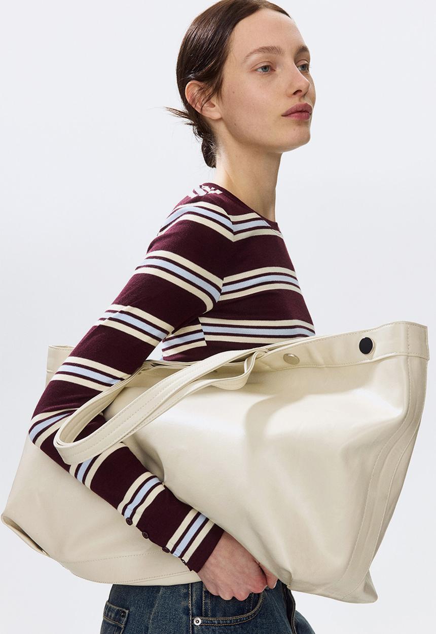 H&M - Ribbed top - burgundy/striped