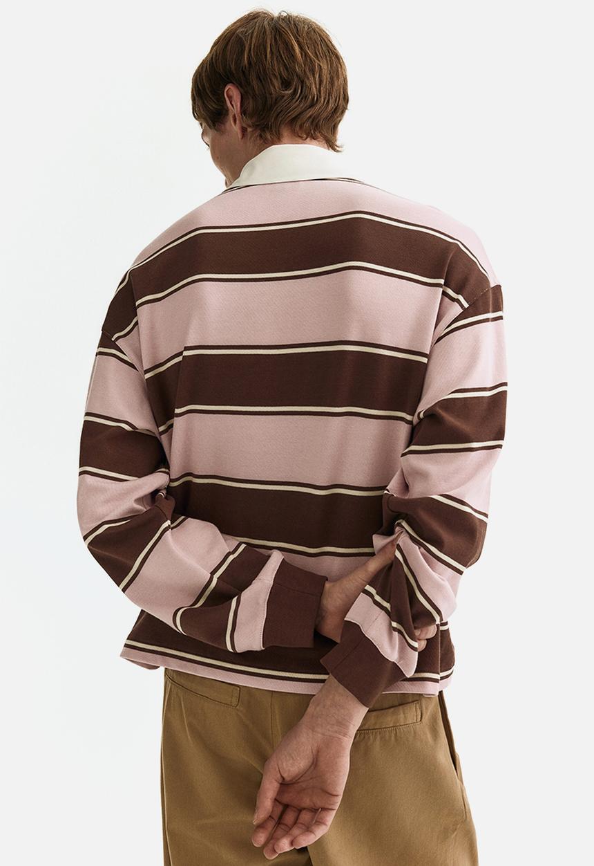 H&M - Loose fit rugby shirt - light pink/striped