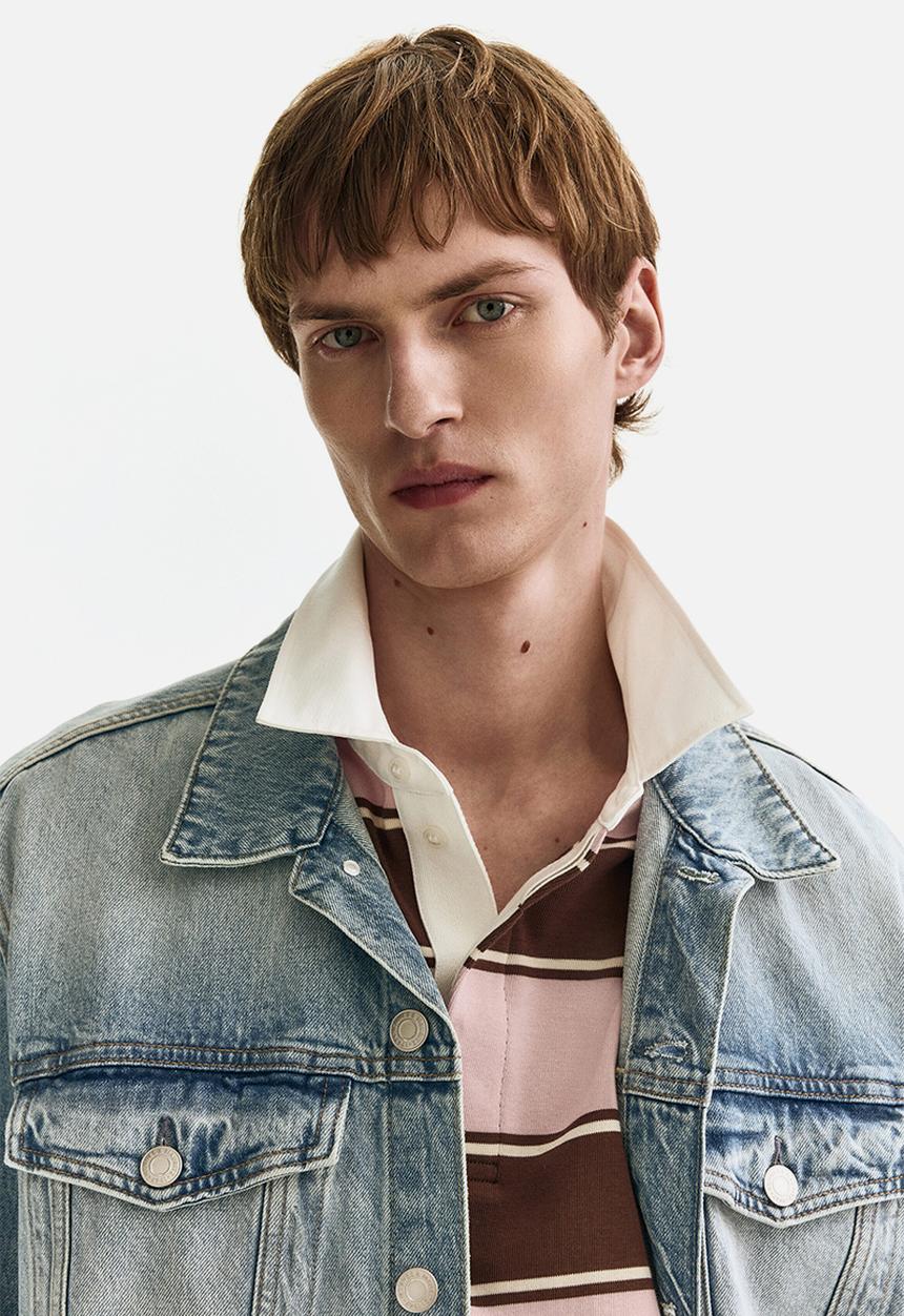 H&M - Loose fit rugby shirt - light pink/striped