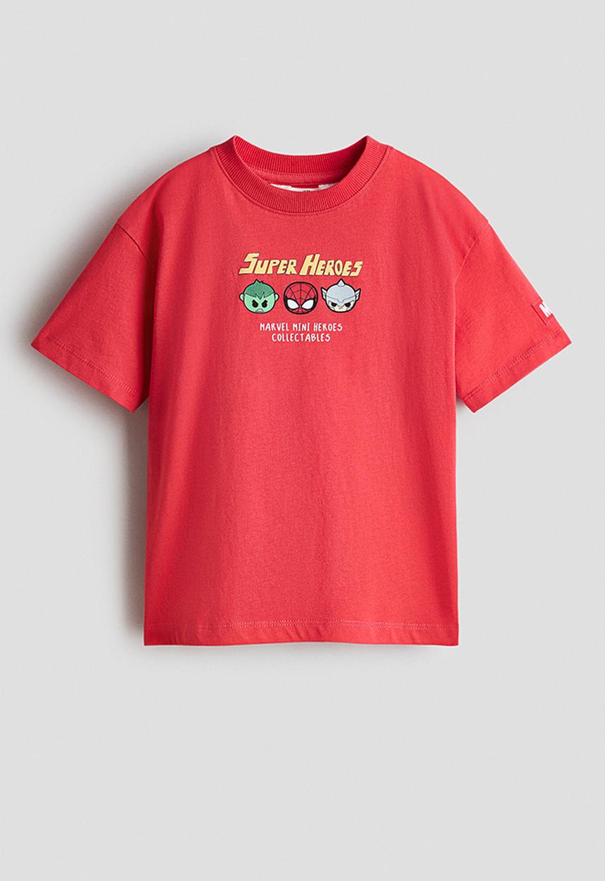 H&M - Loose-fit printed t-shirt - red/marvel comics