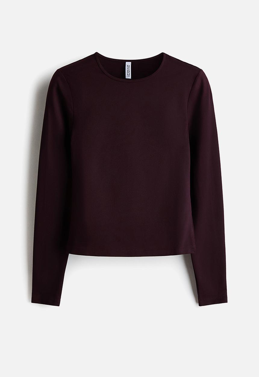 H&M - Long-sleeved jersey top - dark plum purple