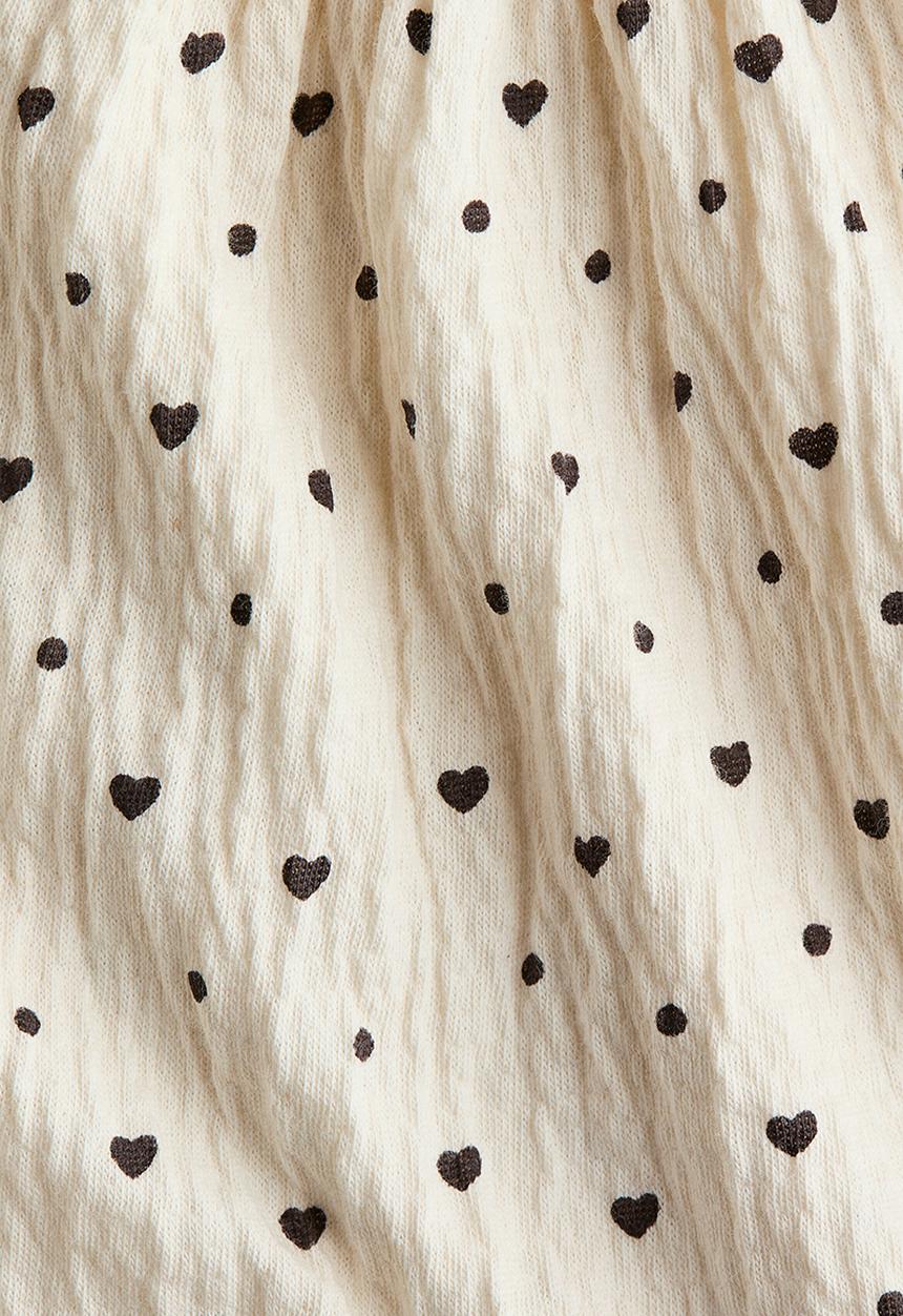 H&M - Bow-detail crinkled blouse - cream/hearts