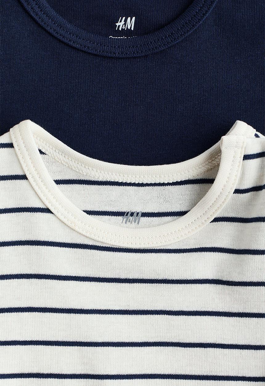 H&M - 2-pack cotton bodysuits - navy blue/white