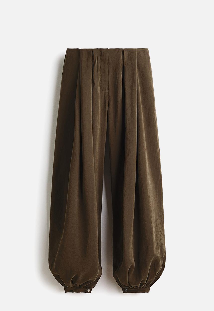 H&M - Balloon-leg modal trousers - dark khaki green