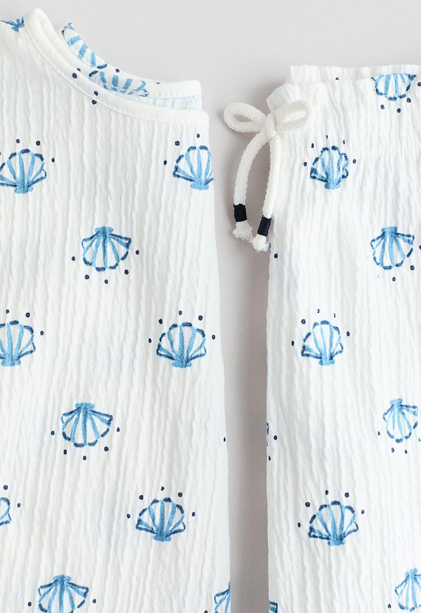 H&M - 2-piece frill-trimmed set - white/seashells