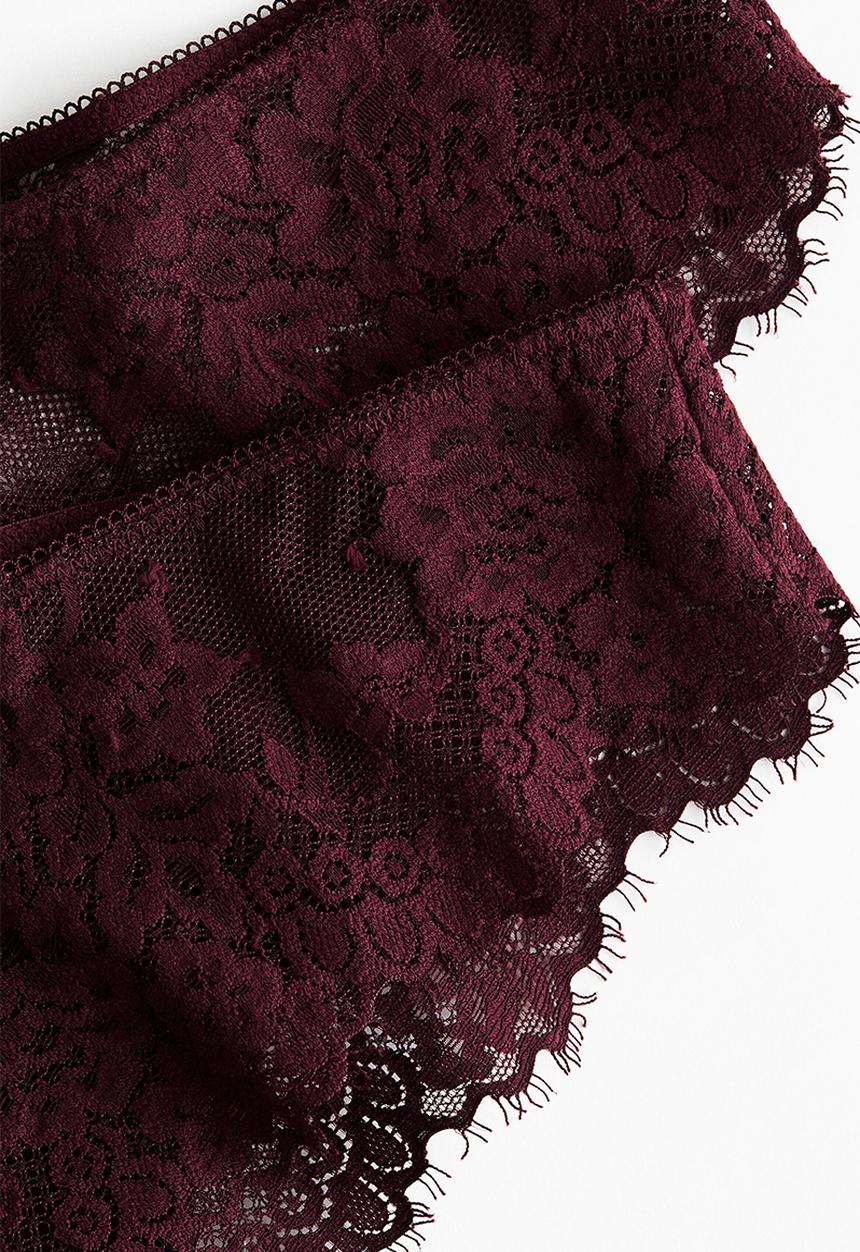 H&M - 2 Pack lace brazilian briefs - burgundy