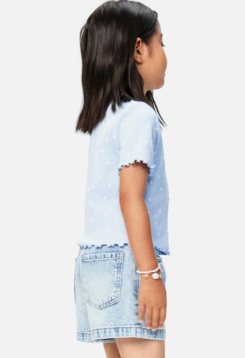 H&M - Printed button-front top - dusty blue/cinnamoroll