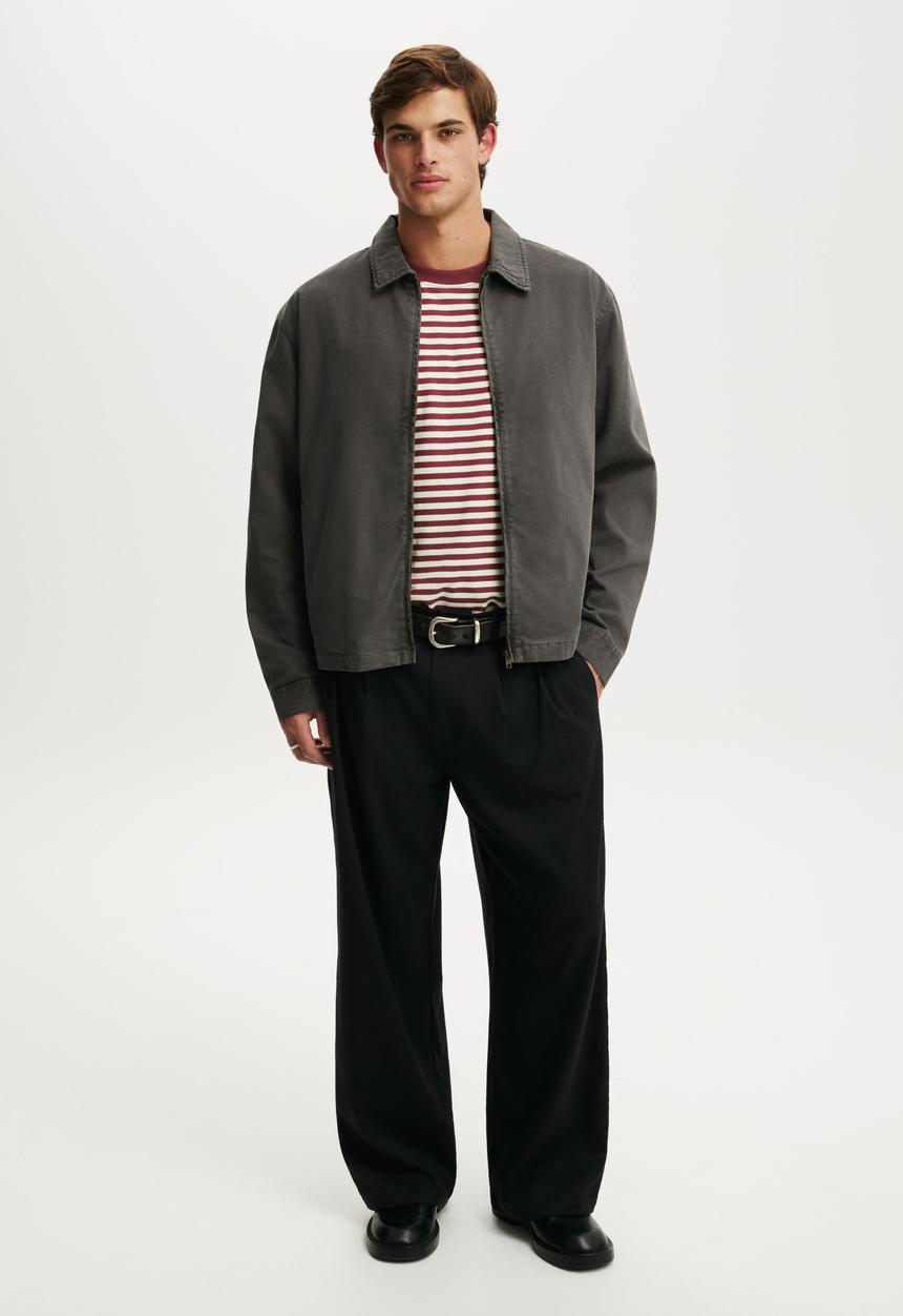 Cotton On - Box Fit T-shirt - Redwood/Oat Stripe