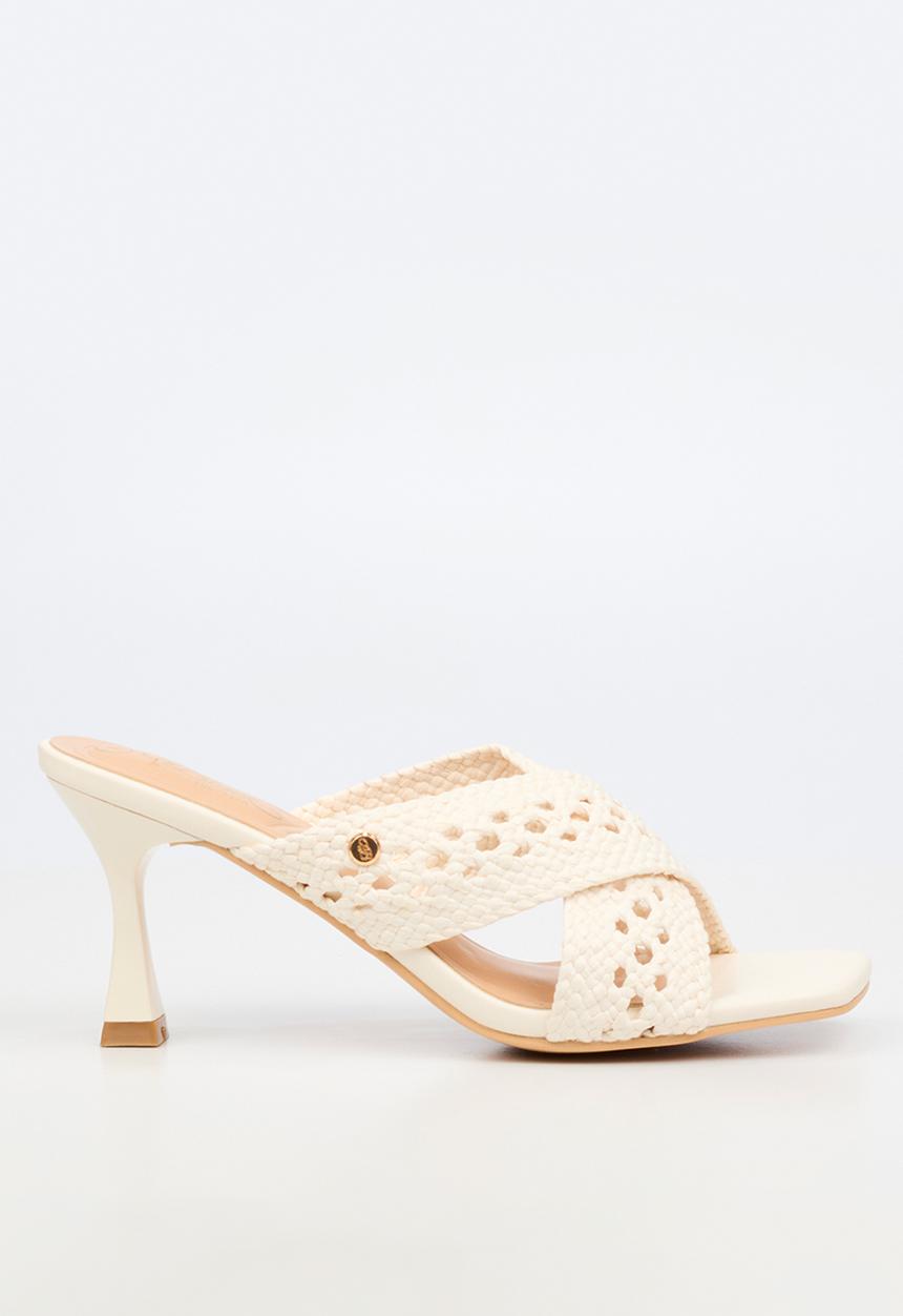 Miss Black - Kelsey 3 macrame heel - ivory