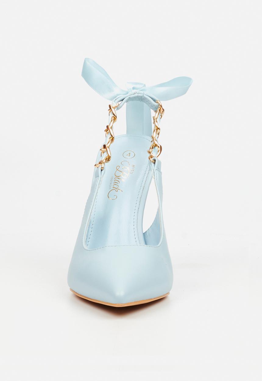 Miss Black - Lola 29 gold chain slingback heel - blue