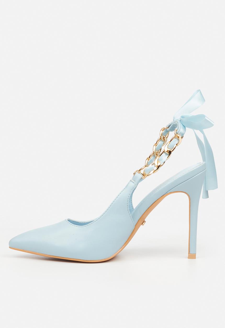 Miss Black - Lola 29 gold chain slingback heel - blue