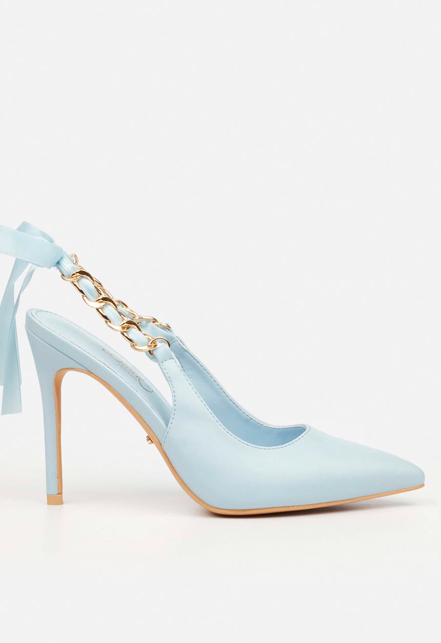 Miss Black - Lola 29 gold chain slingback heel - blue