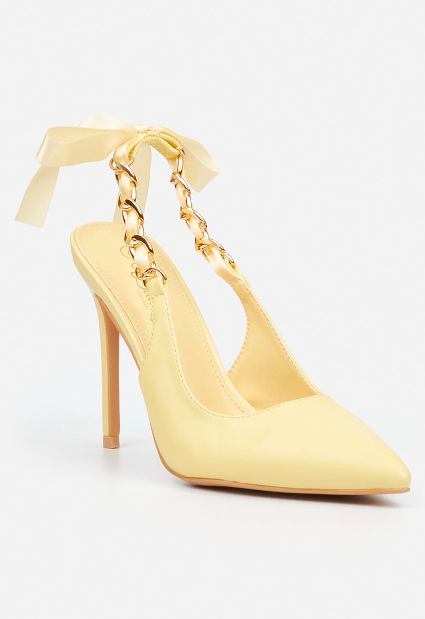 Miss Black - Lola 29 gold chain slingback heel - yellow
