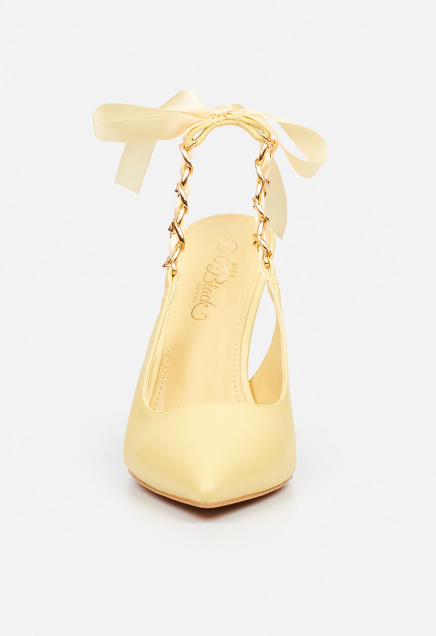Miss Black - Lola 29 gold chain slingback heel - yellow