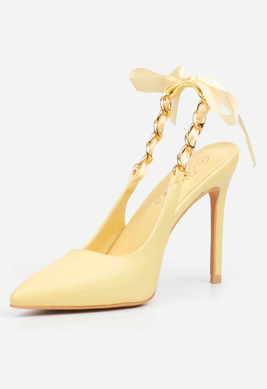 Miss Black - Lola 29 gold chain slingback heel - yellow