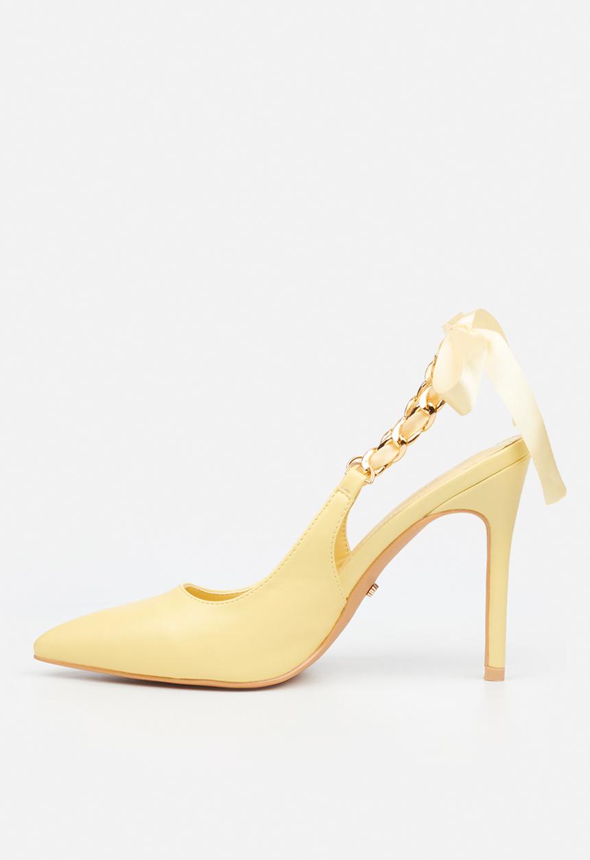 Miss Black - Lola 29 gold chain slingback heel - yellow
