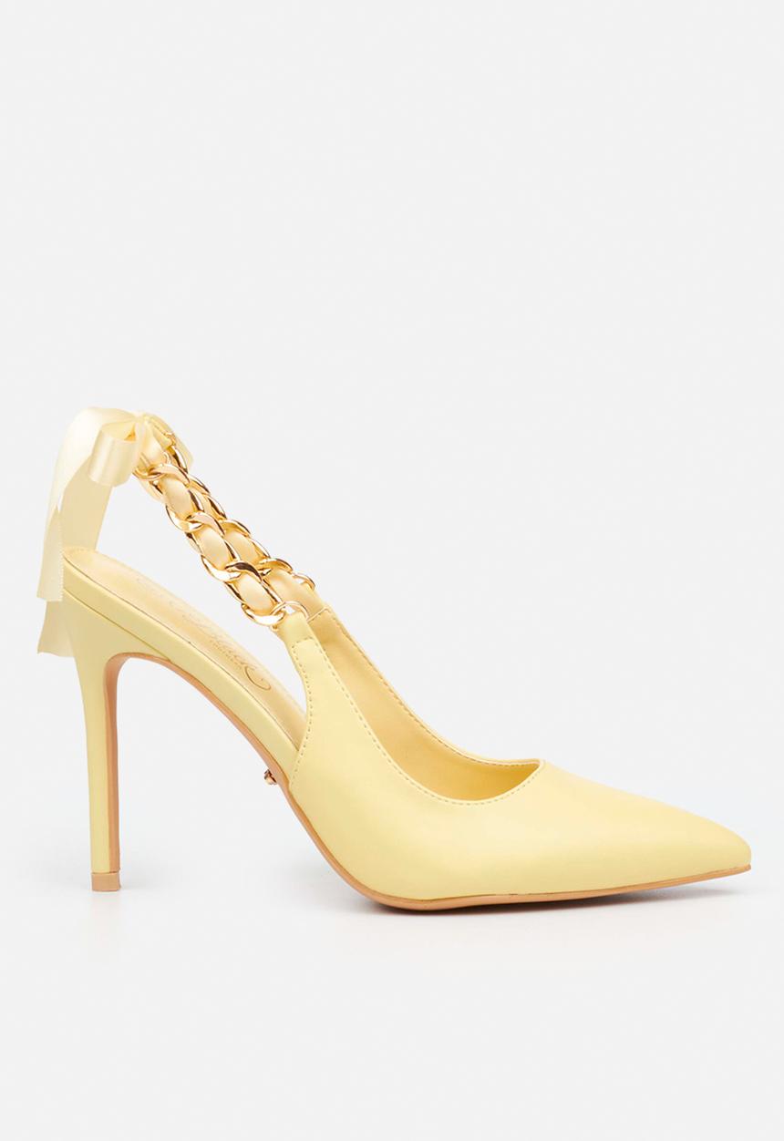 Miss Black - Lola 29 gold chain slingback heel - yellow