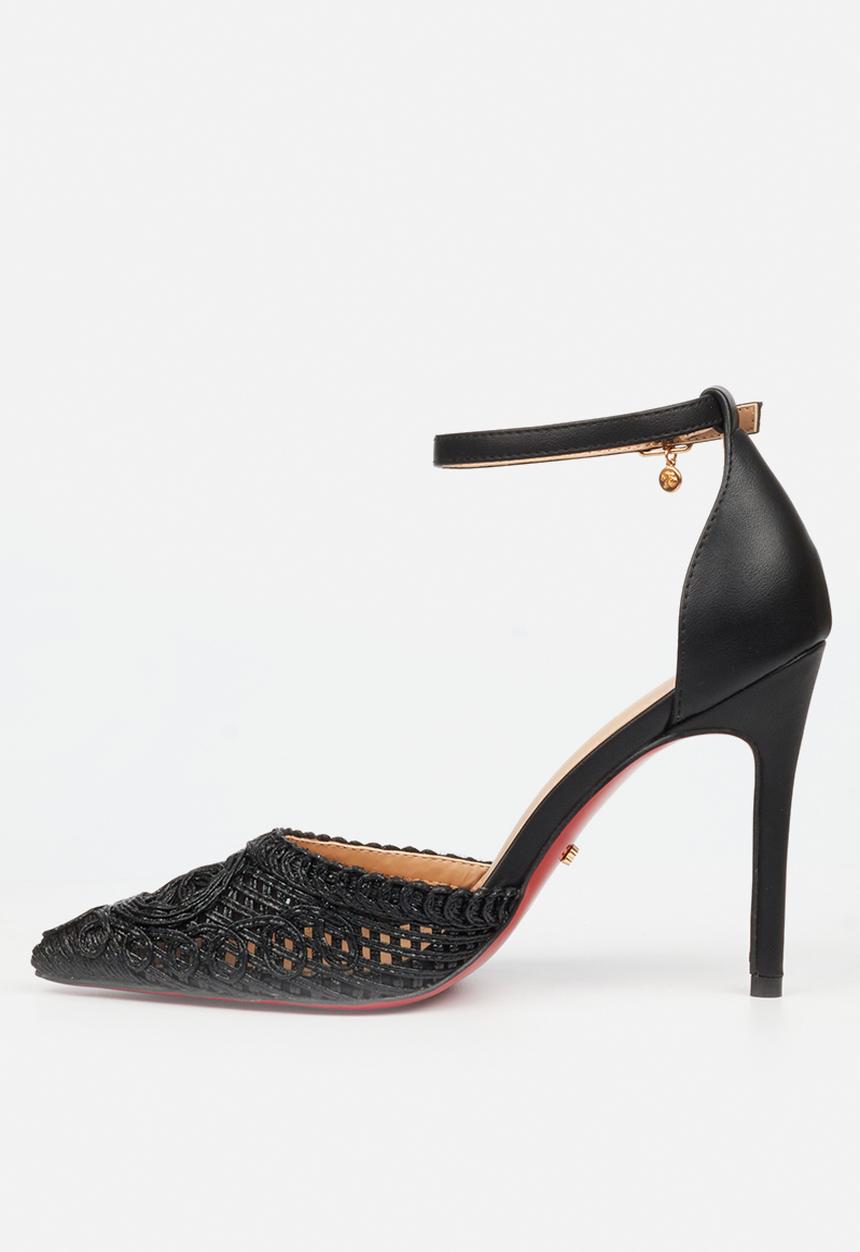 Miss Black - Lola 79 ankle-strap macrame heel - black