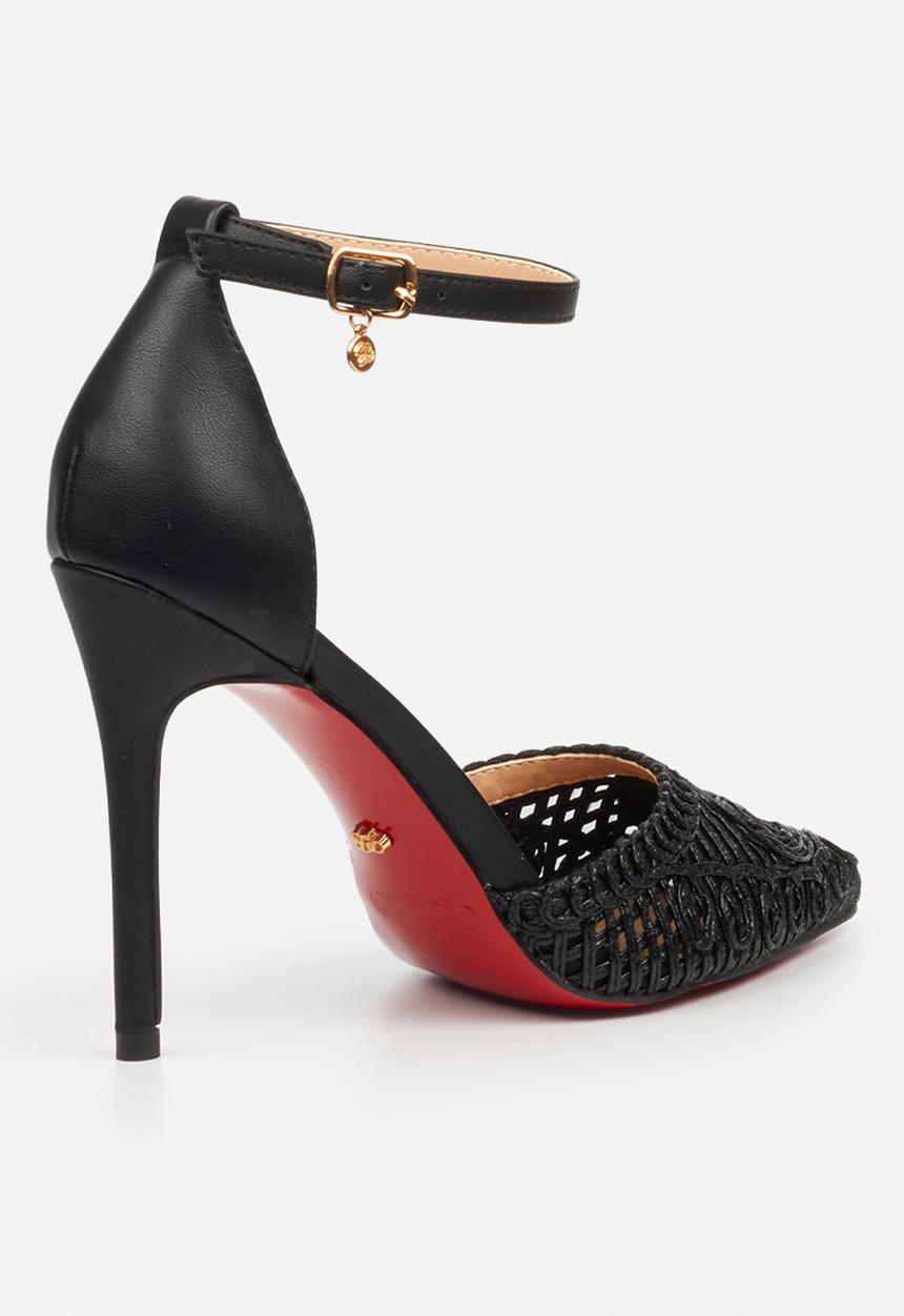 Miss Black - Lola 79 ankle-strap macrame heel - black