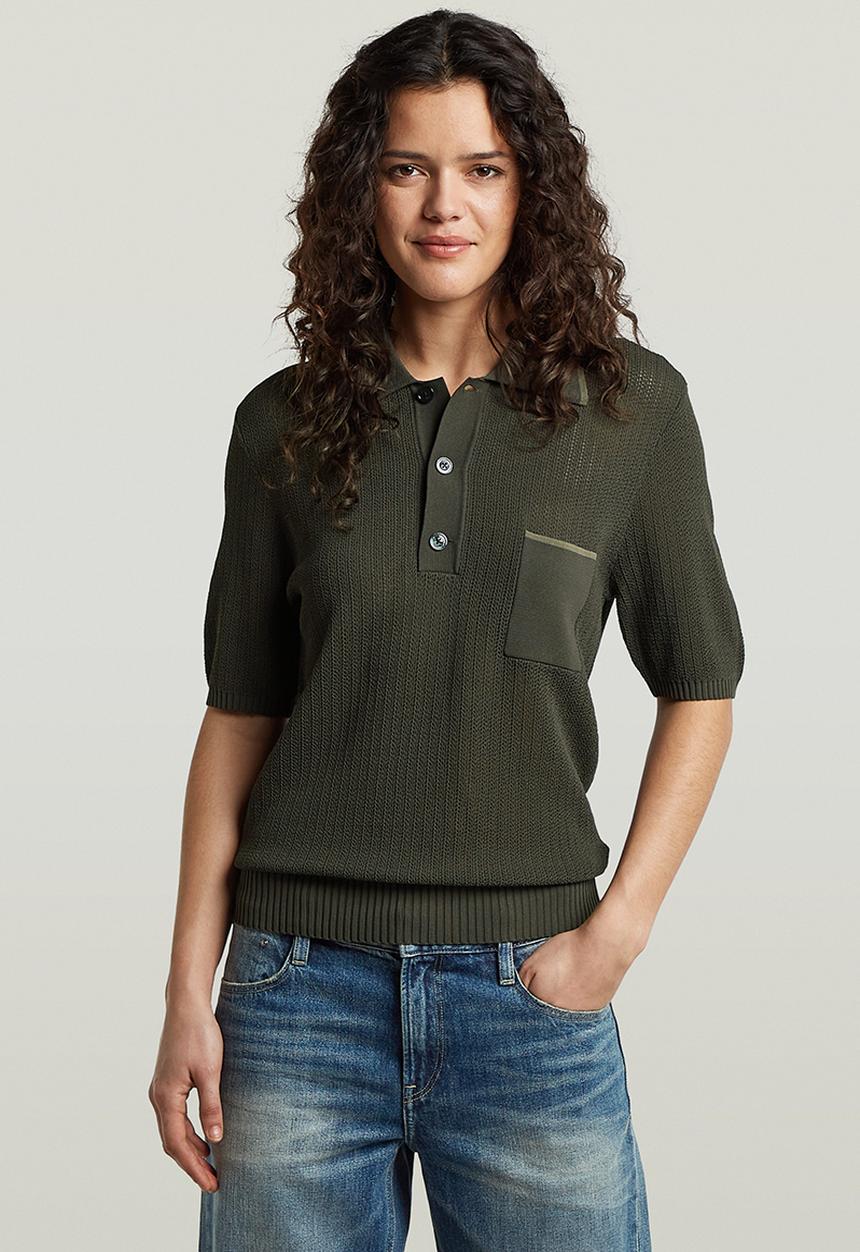 G-STAR - Structure polo knit short sleeve wmn - asfalt