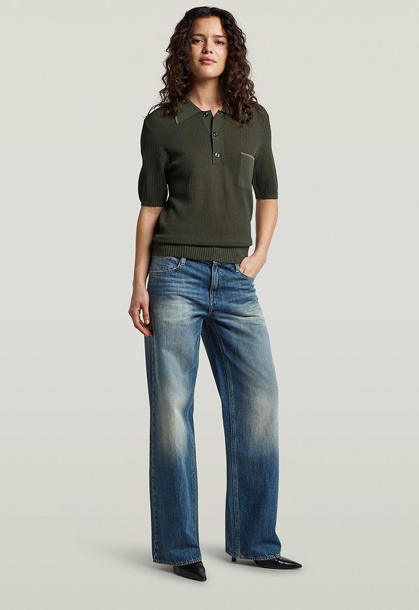 G-STAR - Structure polo knit short sleeve wmn - asfalt