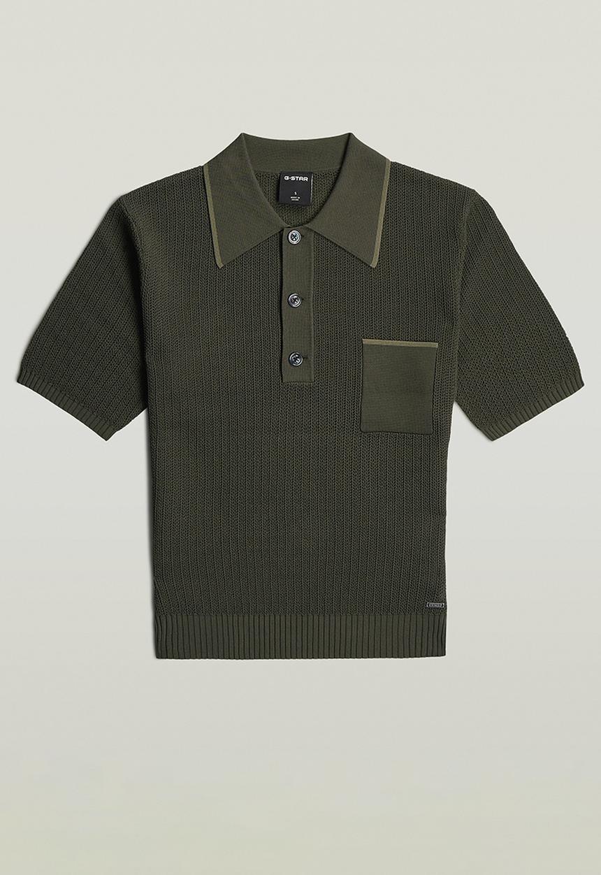 G-STAR - Structure polo knit short sleeve wmn - asfalt