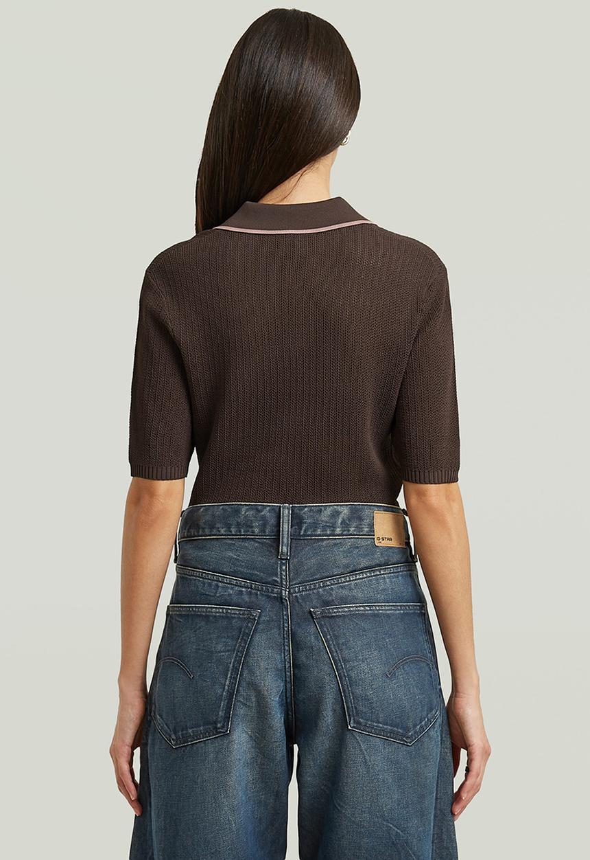 G-STAR - Structure polo knit short sleeve wmn - coffee bean