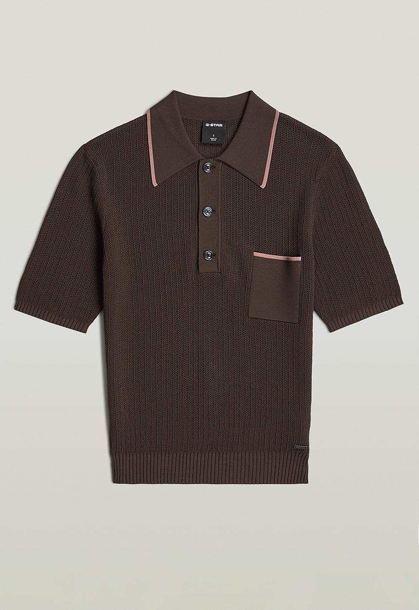 G-STAR - Structure polo knit short sleeve wmn - coffee bean